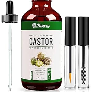 Kanzy Biologische Castorolie voor Wimpers en Wenkbrauwen Koudgeperste Castorolie voor Haargroei 100% Natuurlijke en pure castorolie met Borstels voor Haar, Baard, Nagels en Huid