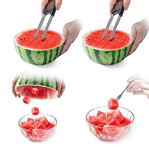 Tbestoacc Watermelon Slicer, Stainless Steel Watermelon Cube Cutter, Fruit Carving Tools, Melon Baller For Kitchen Gadget #TOP3
