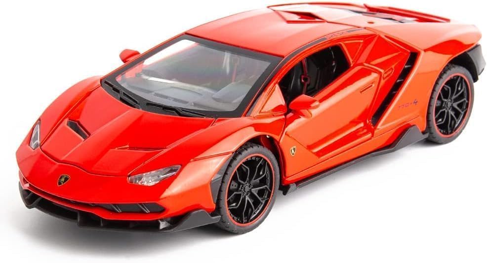 Image of 1:24 Scale Big Lamborghini Centenario Lp 770 Toy Car | Metal Pullback Diecast Car for Kids with Openable Doors, Sound, Light Effects Toy for Car (Color As Per Available), Orange