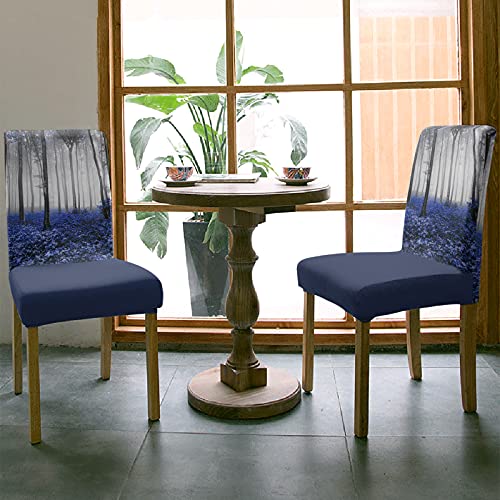 Fall Thanksgiving Chair Covers Autumn Maple Forest Dining Chair Slipcovers Blue Seat Protector Stretch Removable Party Decoration Set Of 4 #TOP2