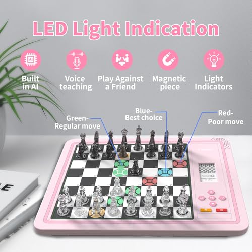 Electronic Chess Set, Computer Chess Game, Chess Set Board Game, Electronic Chess Game, LEDs, Built-in Battery, Great Partner for Play and Practice miniatura 5