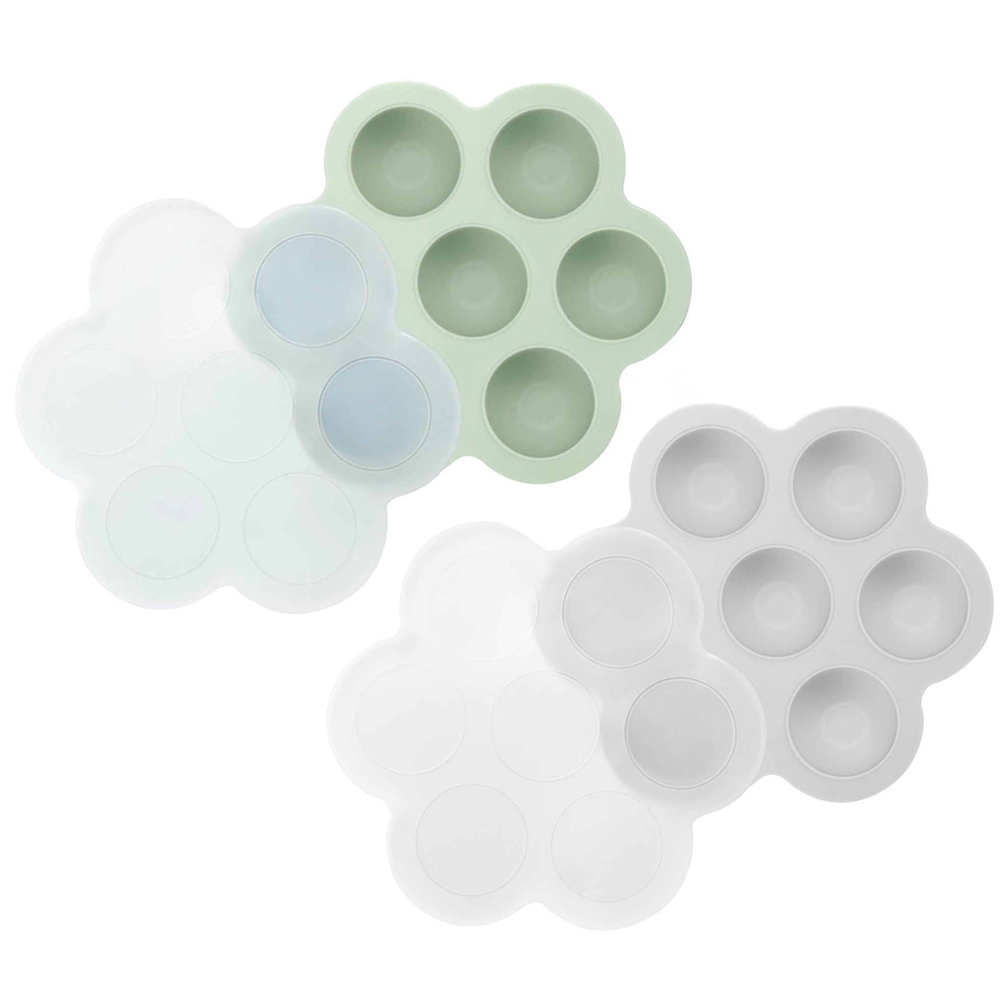 PandaEar 2 Pezzi Vaschette Silicone Alimenti per Bambini con Coperchi Stampo Congelatore