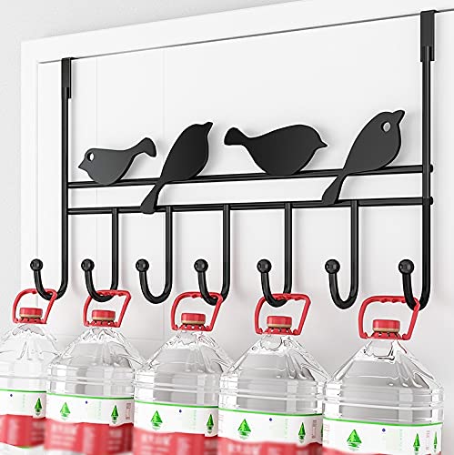 Generico Appendiabiti Appendiabiti Appendiabiti in ghisa per Porta con 7 Ganci Decorativi scaffale per Animali Uccelli Gatti per Camera da Letto Soggiorno Cucina (Bianco Uccello)