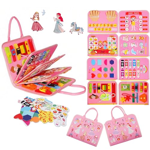 Soupost Toddler Busy Board-Montessori Toys for Boy Girl Birthday Gift, Sensory Learning Toys for Toddlers Busy Book, Airplane Car Travel Activities Toy,Learn Fine Motor Skills