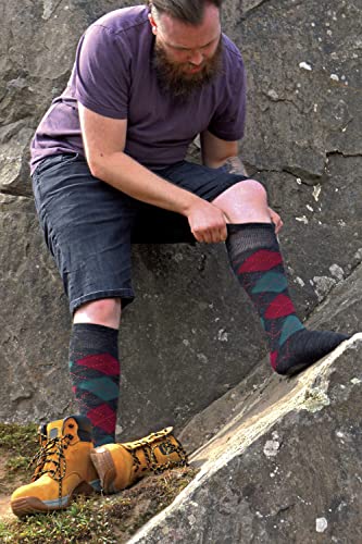 3 Pack Mens Warm Extra Long Knee High Argyle Lambs Wool Socks in Brown or Grey4