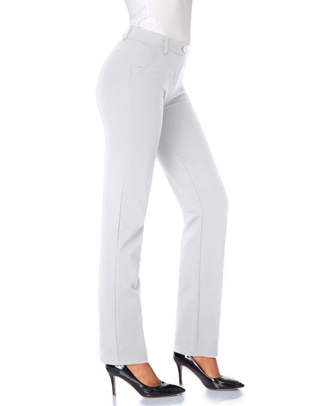 Tapata Modern/Fitted Pantalones de Vestir, Blanco, S/86 cm Tiro para Mujer