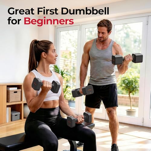 Image of FEIERDUN DB3 5-in-1 Adjustable Dumbbell Set of 2, 12LBS /20LBS Hand Weights for Women, Men, 1s-Adjust Dual-Stable Dumbbell Set for Women Home Gym & Outdoor