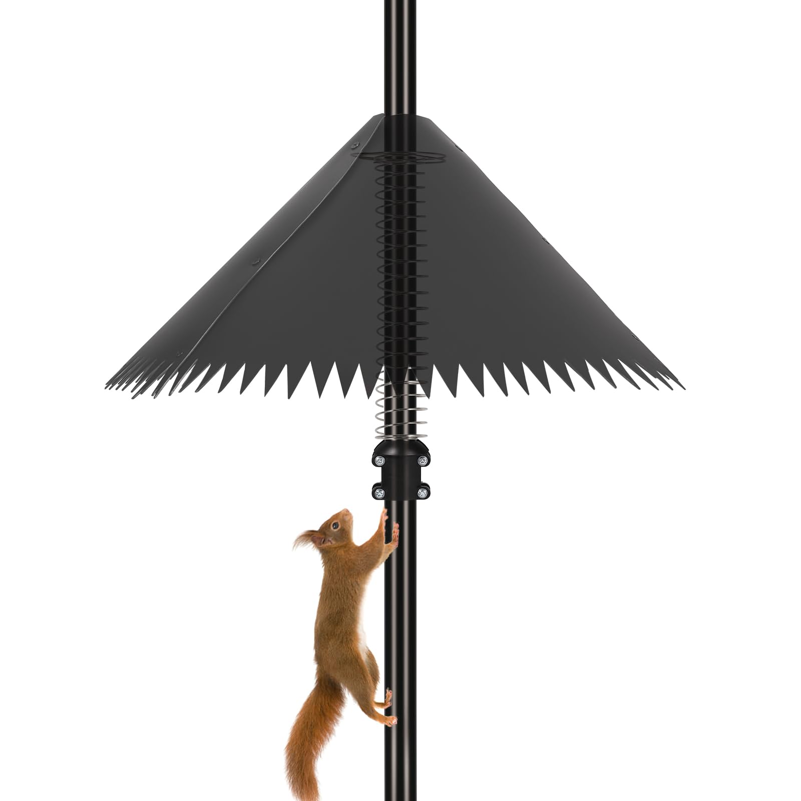 Detoypapa Squirrel Baffle for Bird Feeder Pole, Outdoor Squirrel Guard with Stainless Steel Spring for Shepherd's Hook, Squirrel Stopper for Bird Houses, 19 inch Black