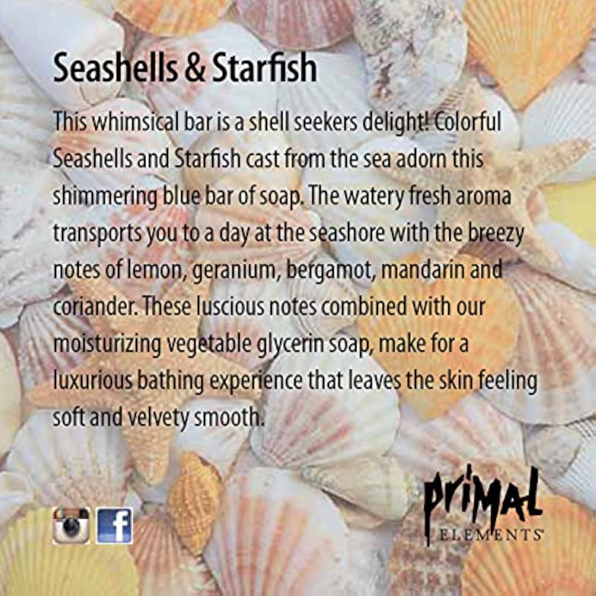 Handmade Natural Glycerin Soap, 5.8oz Seashells and Starfish