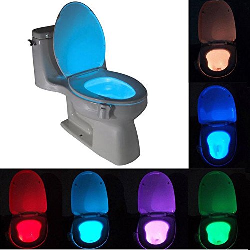 8 Color LED Motion Sensing Automatic Toilet Bowl Night Light Hot