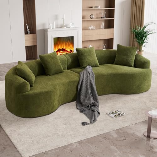 110' Oversized Sectional Sofa for Living Room, Modern Luxury Plush Chenille 4-Seater Extra Deep &...