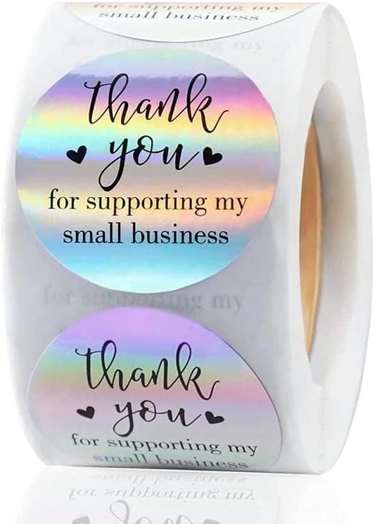 JELLYBABY Thank You Sticker Roll for Small Businesses,1.5 Inch Thank You Labels,Appreciation for Handmade Items,Baking,Decorative Stickers for Product Branding,Gifting,Packaging Box,500 Labels