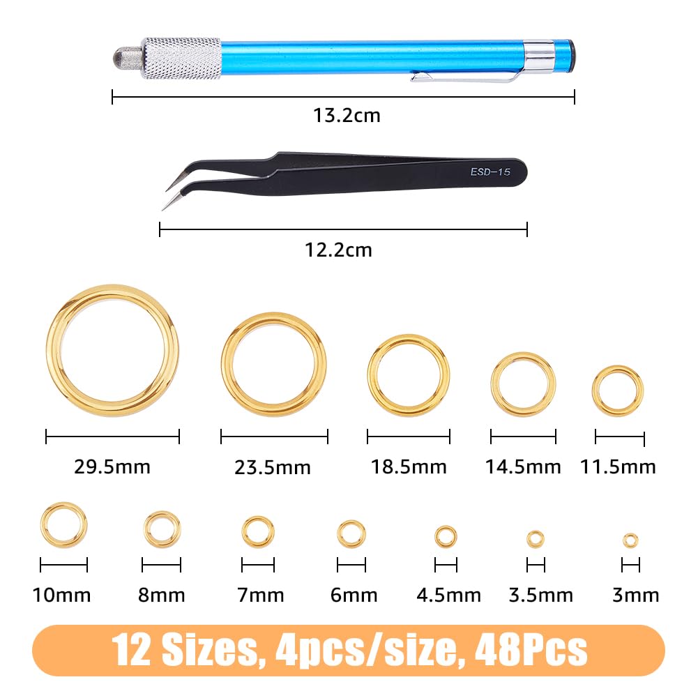 SUPERFINDINGS 48PZ 12 Dimensioni Porcellana Canna Da Pesca Parte di Riparazione Punta Della Canna Da Pesca Anello Guida Occhio per Asta Kit di Sostituzione con Pinzette per Perline e Temperino