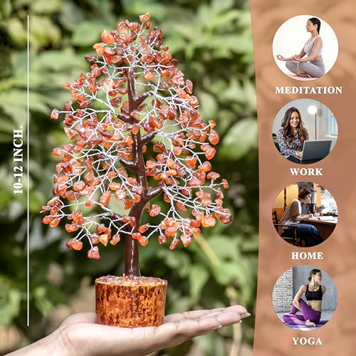 Image of ZAICUS Carnelian Crystal Tree of Life Gemstone Bonsai Gift