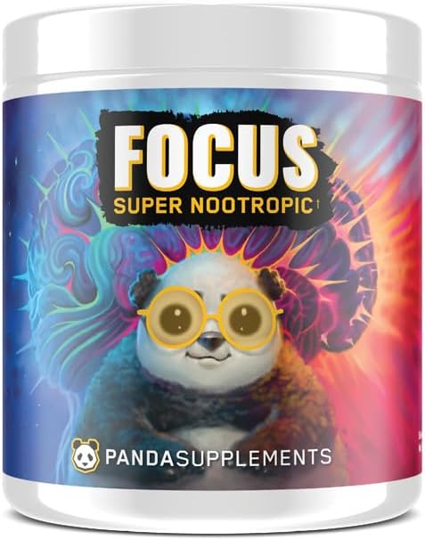 Underground Bio Labs Panda Supps Focus Super Nootropic 3.0, Energy, Clarity, Mood,Creativity,Vision, 300MG Alpha GPC,1.5G L-Tyrosine, Lions Mane, AstraGin™ (30 Servings) (Peach Mango 3.0)