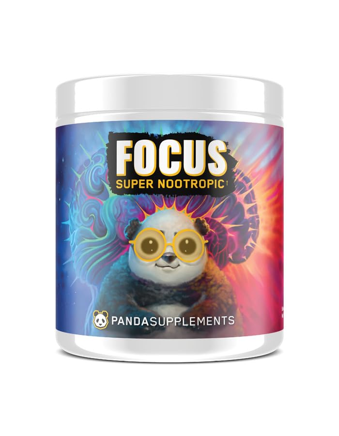 Panda Supps Focus Super Nootropic 3.0, Energy, Clarity, Mood,Creativity,Vision, 300MG Alpha GPC,1.5G L-Tyrosine, Lions Mane, AstraGin™ (30 Servings) (Peach Mango 3.0)
