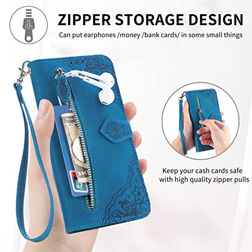 Refilerss Case for Google Pixel 9A Wallet Case Zipper Pocket with Card Holder Slot Magnetic Closure Lanyard Flip Cover for Pixel 9A - Blue by Refilerss - Image 6
