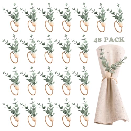 Spring Floral Napkin Rings Set of 24 Easter Rustic Eucalyptus