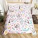 Erosebridal Floral Koala Girls Duvet Cover Toddler for Kids Baby Pink Jungle Animal Comforter Cover Spring Botanical Cartoon Floral Flower Bedding Set Dreamy Fantasy Girly Preppy Cute Bed Set