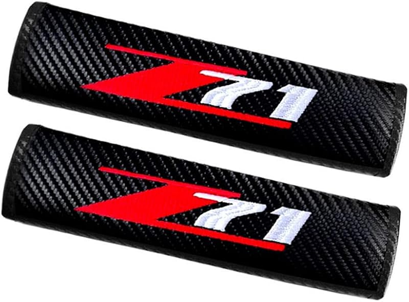 Capa para Cinto de Segurança TSCTBA Liphontcta para Z71 Chevy Colorado Silverado em Fibra de Carbono Preta – 2 unidades
