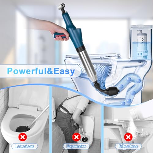 Image of Toilet Plunger Drain Clog Remover Set,High Pressure Drain Unclogger - Air Plunger with Real -Time Barometer,for Toilets, Bathroom Floor, Kitchen Clogged, Drain Sinks and Plumbing Clogs