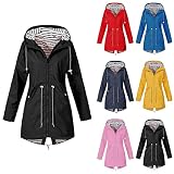 Womens Rain Jackets,Plus Size Waterproof Lightweight Adjustable Windproof Raincoat, Active Outdoor H