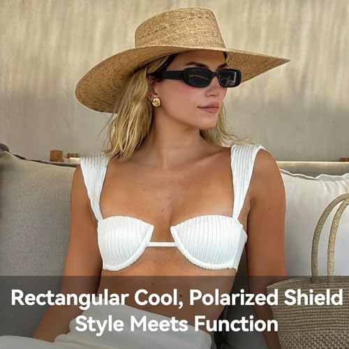 Dollger Rectangle Sunglasses for Women Men Trendy Retro Fashion Sunglasses UV 400 Protection Square Fram - Image 5