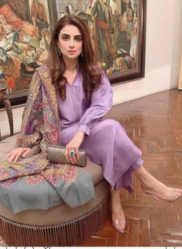 Image of ANNI Designer Women's Rayon Viscose Solid Straight Pakistani Kurta with Pant & Dupatta