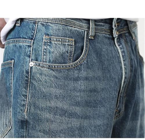 Men's Winter Jeans Thick Vintage Cotton Denim Pants Casual Classic Loose Straight Trousers Male4