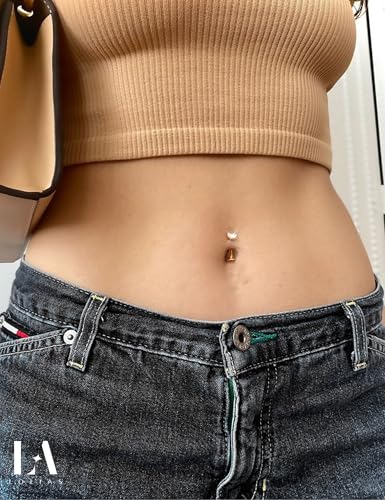 LOLIAS Gold Belly Button Ring - 14G Surgical Stainless Steel Belly Rings Hypoallergenic Clicker Belly Button Piercings for Women CZ Dangle Belly Button Rings Navel Piercing Pack Silver/Gold4