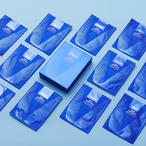 Ultrav Idebenone Anti Aging Facial Mask Sheet – Egf, Peptides – Antioxidant, Uneven Skin Tone, Deep Moisturizing – Hypoallergenic Tencel Sheet - Aqua Shine Mask 10 Sheets #TOP6