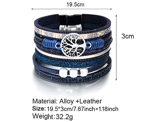 Image of Fesciory Leather Wrap Bracelets for Women, Boho Western Layered Jewelry | Layered leather cuff bracelets, Easy on and off, Boho western style, Daily wear, Gift for women