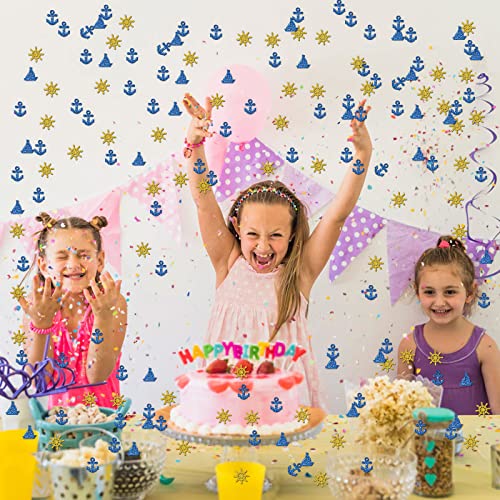 Ambishi 120Pcs Nautical Theme Birthday/Baby Shower/Wedding Party Confetti, Anchor Rudder Boat Table Confetti, Nautical Kit Confetti Party Table Decorations #TOP5