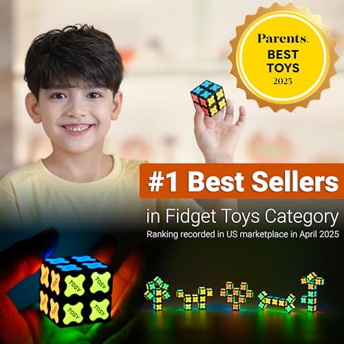TOSY Magnet Cube 2x2 - 8 Blocks, 2in1 Toy: 2x2x2 Puzzle Cube and Customizable Infinity Cube, Glowing w/ UV Flashlight, Christmas Stocking Stuffers Gift for Kids/Grandkids, STEM Toy, 2-Pack - Image 3