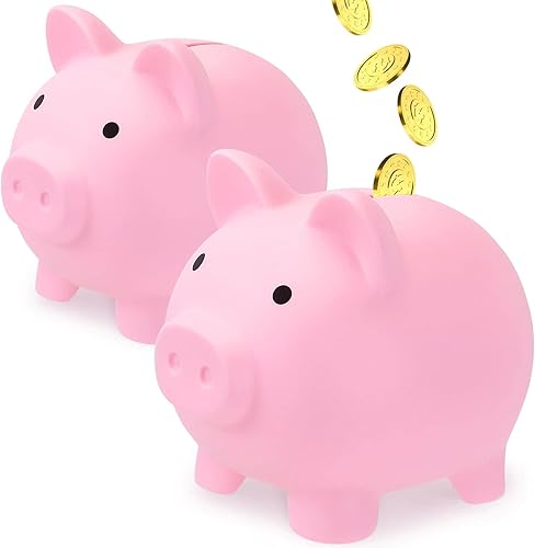 2 alcancías grandes alcancías para niños y niñas banco de dinero de plástico irrompible bonita caja de dinero de cerdo regalos prácticos para