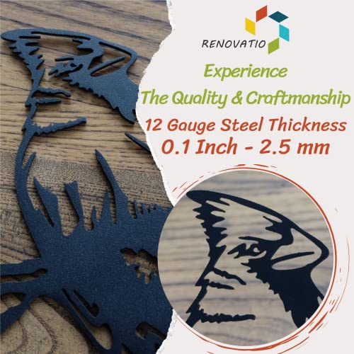 Renovatio Metal Cardinal Bird Decor - Metal Birds Yard Decor - Metal Bird Tree Stake - St Louis Cardinal Gifts - Metal Yard Art Outdoor And Garden - Metal Cardinal Outdoor Decor - Bird Silhouette #TOP4