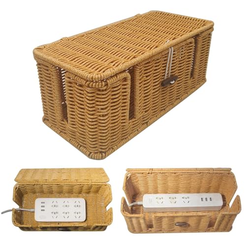 Boîte range-câbles avec couvercle pour masquer multiprise ordinateur routeur et concentrateur USB