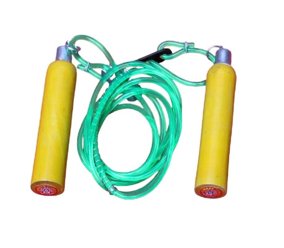 Simran Sports Wooden Skipping Rope Multicolor Wooden Non-Slip Handle-image-1