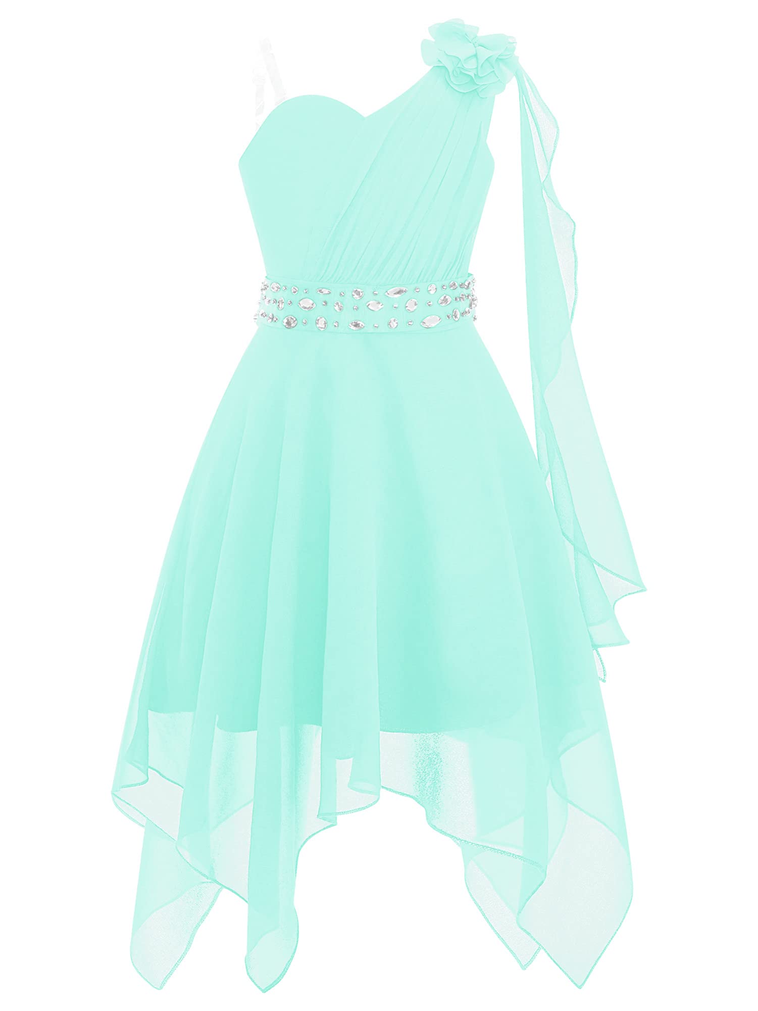 IEFIEL Vestido Corto de Fiesta Boda para Niña sin Manga Vestido de Gasa Sólido con Flores Elegante Vestido de Noche Cumpleaños Dama de Honor Gala 2-16 Años