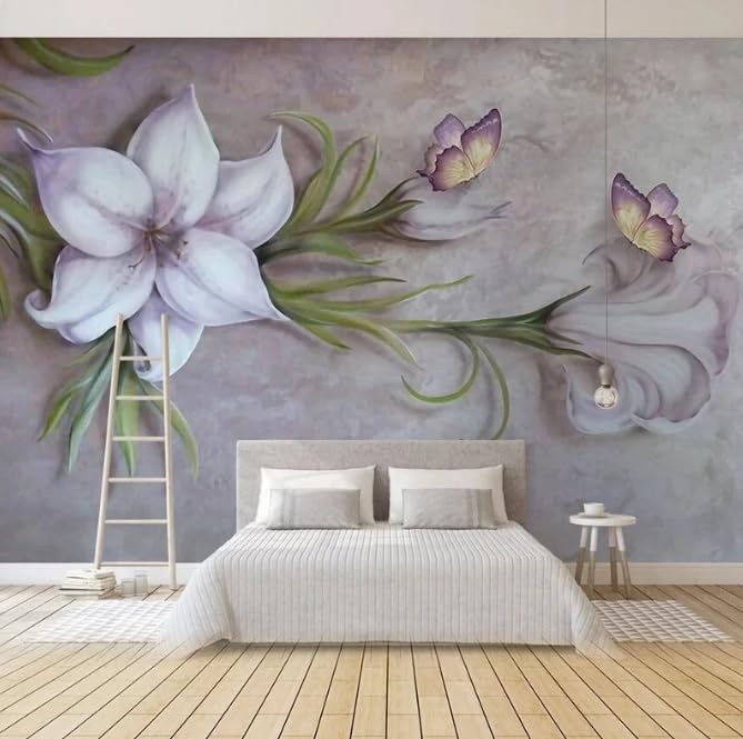 Papier peint photo 3D fleur pour une chambre parentale zen