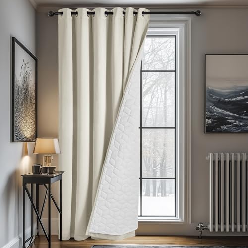 Deconovo Cortinas Opacas Salón Térmicas Aislantes Decoración Ventanas para Habitacion Moderna con Ojales 1 Pieza Cortina Divisoria, 200x260cm Beige Claro