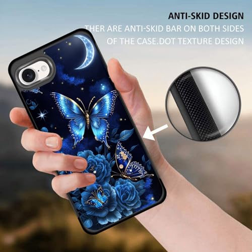 Vobber for iPhone 16e Case,Slim Anti-Scratch Architecture TPU Shockproof Protective Case Cover for iPhone 16e 6.1 inch 2025,Butterfly Flower Moon - image 5