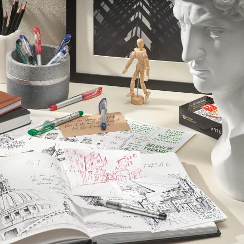 Arteza Disposable Fountain Pen Set Of 12, 4 Basic Colors - Quick-Drying Ink For Smooth Writing, Calligraphy, Journaling, Sketching, And Doodling #TOP4