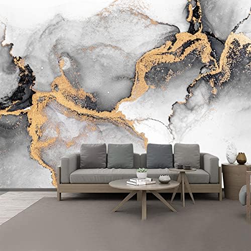 PVC Wallpaper Self Adhesive Black gold abstract of marble liquid ink art painting on paper Image Peel and Stick Wallpaper Removable Large Wall Mural Wall Sticker Home Decor for Bedroom Living Room