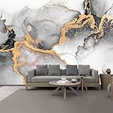 PVC Wallpaper Self Adhesive Black gold abstract of marble liquid ink art painting on paper Image Pee