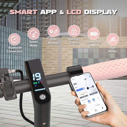 Image of Electric Scooter with 8.5 inch /10 inch Solid Tire, 350W /500W Powerful Motor & 19 /22 MPH Top Speed, 16 /25 Miles Long Range, Folding E Scooter with Dual Braking for Teens and Adults