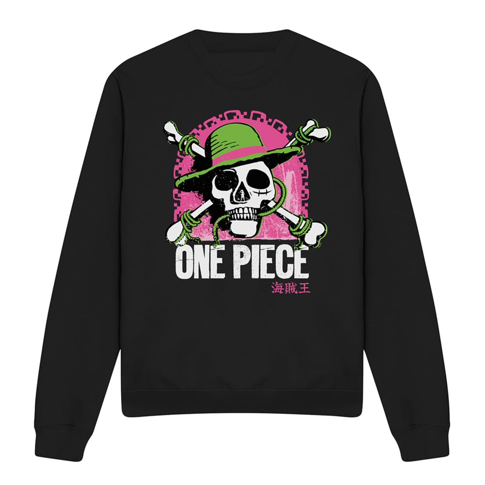One Piece Bright Jolly Roger Unisex Sweatshirt, Black, Medium
