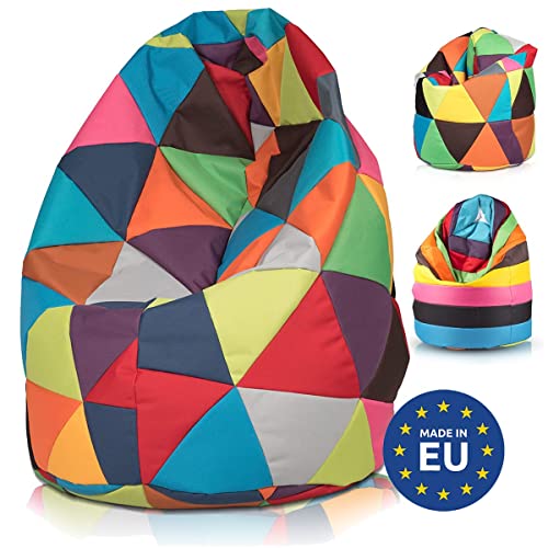 Ecopuf Sitzsack L Patchwork - Outdoor und Indoor Polyester Bean-Bag mit Anti-Verlust Reißverschluss - 70x110 cm – Bild 5