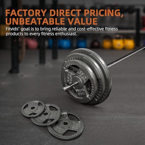Image of Fitvids Cast Iron 1-Inch Standard Weight Plate for Strength Training & Weightlifting, Multiple Weights Available