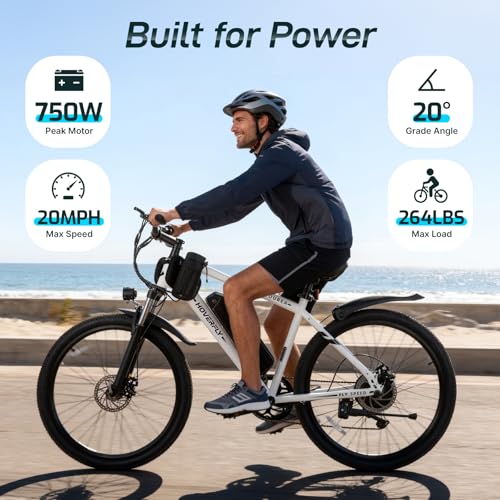 HOVERFLY OUREA 26″ Electric Bike for Adults, 750W Peak Motor